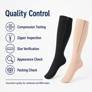 Chaussettes de compression à fermeture éclair jusqu'au genou 20-30 mmHg, à bout fermé, pour œdèmes et varices, tailles S-4XL, OEM - Product Image 6