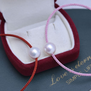 Bracelets en fil d'acier tressé, design simple, 11-12 mm, perles d'eau douce, faibles défauts, vente en gros - Product Image 3