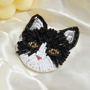 ボヘミアンスタイル 手作りビーズ ブローチ アクセサリー 猫犬デザイン 卸売 カスタマイズ対応 ホリデーギフトに最適 - Product Image 3