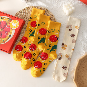 Chaussettes décontractées unisexes personnalisées Crew avec motif de dessin animé Funny Colorful Design Nouveauté <span class=keywords><strong>Pizza</strong></span> Jetable pour la saison d'automne - Product Image 3