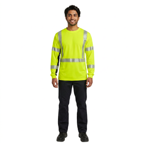 High Visibility Reflective Safety Customized Printing Logo Fabric <b>Running</b> Tape Safety T Shirts For Men - Product Image 1