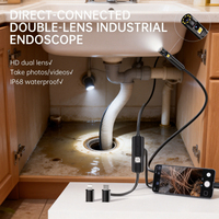 Caméra endoscopique 3 en 1, type C USB, 8 mm, 1440P, double objectif, étanche IP68, 8 LED, semi-rigide, câble de 2 m