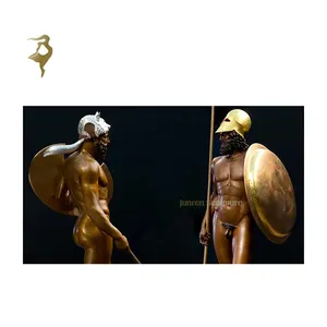 Scultura della statua del soldato guerriero nudo maschile greco in bronzo a grandezza naturale