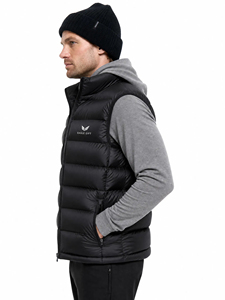 Gilet sans manches en duvet de haute qualité pour homme, logo personnalisé, respirant, vêtement d'extérieur formel d'hiver, tissu en coton, ample et chaud - Product Image 1