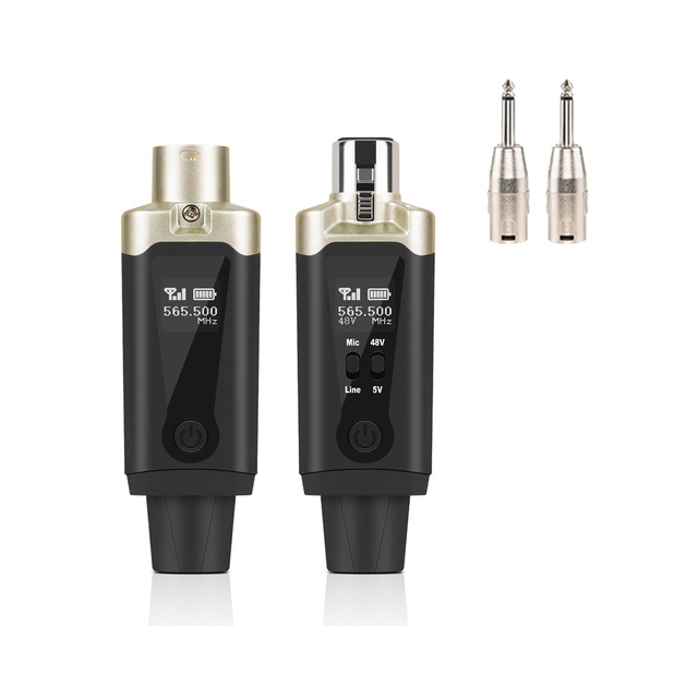 Portable UHF Wireless XLR Transmitter Receiver 16 Channels with 196ft Range for Dynamic Condenser Microphone Audio Mixer Guitar