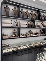 Ensemble de présentoirs à bijoux en marbre moderne personnalisé avec éclairage LED, durable, de haute qualité, facile à nettoyer, pour les magasins de vente au détail de bijoux