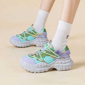Baskets Chunky Femme en Cuir Véritable Printemps-Été 2026, Motif de Semelle Tendance Viral sur Internet - Product Image 4