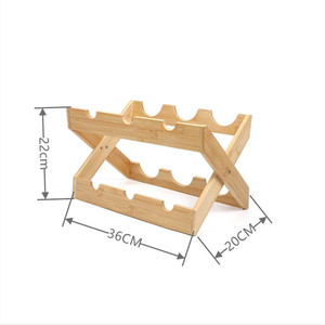 Estante para vinos de bambú con rejilla, estante plegable en forma de X para exhibir botellas de vino, estante plano para almacenamiento de vinos - Product Image 4