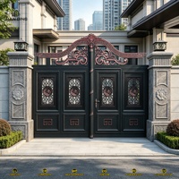 Porte de Villa en Aluminium Européen Haut de Gamme Populaire, Design Personnalisé, Revêtement Poudré, Résistance aux Intempéries 10 Ans, pour Balcon et Maison