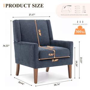 Fauteuil d'appoint moderne durable avec dossier solide en tissu, idéal pour salon, chambre à coucher, lecture, mobilier de maison - Product Image 5