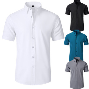 Camicia da uomo a maniche lunghe elasticizzata in quattro direzioni, non stirabile, con finitura satinata e righe verticali (taglie europee) - Collezione 2026 - Product Image 2