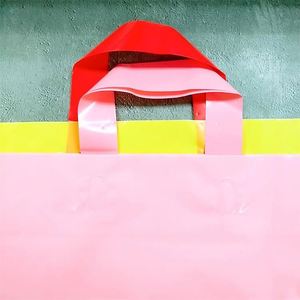 Promotional Logo Printed Packaging Transparent Shopping 2025 PE Plastic <b>Tote</b> <b>Bag</b> for Clothes Manufacturers with Soft Loop Handle - Product Image 4