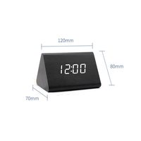 Horloge électronique de bureau en bois triangulaire multifonctionnelle avec LED, alarme, calendrier, commande vocale, en MDF, décoration d'intérieur