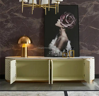 Meuble TV de haute qualité, table basse, ensemble de luxe, table basse en marbre et cuir, table basse de salon avec base en métal et tiroir