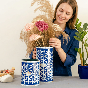 Macetas Duraderas y Resistentes con Incrustaciones Únicas de Hueso Talladas a Mano, Ecológicas, Bonitas, Modernas, de Estilo Tradicional, para el Hogar y Eventos - Product Image 1