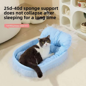 Tüm mevsim yumuşak prenses peluş Pet kanepe yuva Pet yatak Macaron renkli sevimli kedi yatakları - Product Image 3