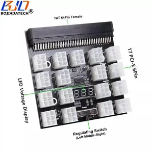17 Port 12V ATX PCI-E 6PIN Female Connector Breakout Board On/OFF Switch For 1200W 1000W 750W HP Server PSU