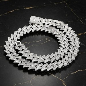Cadena Cubana de Plata de Ley 925 con Diamantes de Moissanita VVS Premium, Diseño Único, Estilo Hip Hop, Personalizada, Venta al por Mayor - Product Image 3