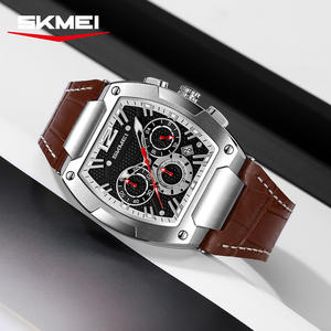 Montre pour homme en cuir, étanche, avec cadran à barillet, personnalisée, sport, affaires, phase lunaire, chronographe, mouvement à quartz simple, dessin animé - Product Image 5