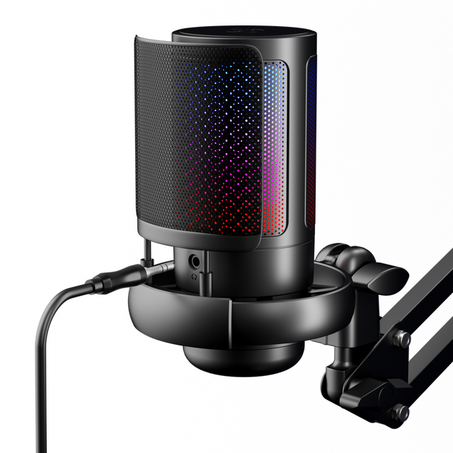 Good Sound Quality ABS RGB Gaming Desktop Condenser Microphone Streaming Podcast USB RGB Lighting Effect