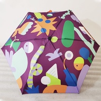 Petit parapluie de poche numérique personnalisé, entièrement imprimé, mini, pliable, manuel, protection solaire, résistant aux UV, facile à transporter, avec armature en tube de fer et baleines en alliage