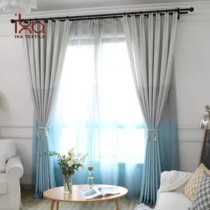 Simple Ins Style Customized Three Color Stitching Fashionable Hotel Luxury Curtains Sets for Living Room