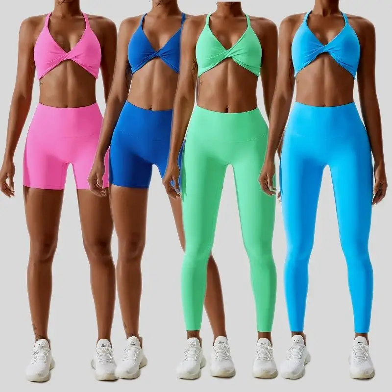 OEM Fitness gimnasio pantalones cortos sujetador conjuntos entrenamiento deportivo Yoga Leggings conjunto entrenamiento mujeres Yoga ropa correr Atlético gimnasio Fitness conjunto