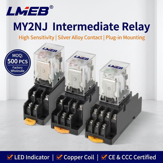 Miniature Intermediate Relay MY2NJ Small Electromagnetic Relay with Light and Base for DC 220V 24V 12V
