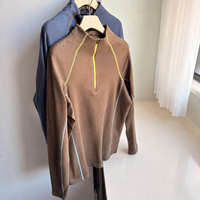 Sweat-shirt décontracté à manches longues pour homme, en polaire brossée double face, avec fermeture éclair quart de tour, pour les sports de plein air