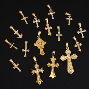 Colgante de Cruz con Diamantes Personalizable de Acero Inoxidable 316L 18K, Accesorios de Lujo para Fabricación de Joyería, Venta al Por Mayor - Product Image 1