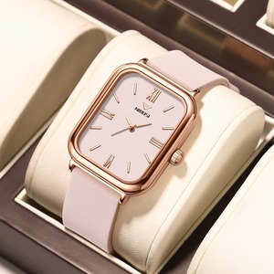 Drioshipping, relojes de cuarzo personalizables para mujer, esfera cuadrada, banda de silicona, reloj de pulsera con logotipo de aleación de diseño Simple de lujo - Product Image 4