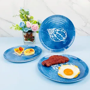 Wholesale unbreakable blue melamine dishes plate dinner tableware for restaurant hotel party