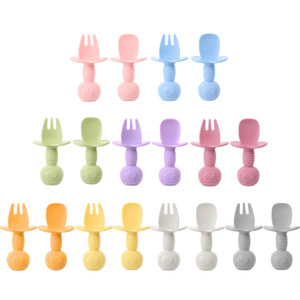 Ensemble cuillère et fourchette en silicone de qualité alimentaire pour bébés, écologique, sans BPA, résistant au lave-vaisselle, anti-fuite, non toxique, souple - Product Image 5