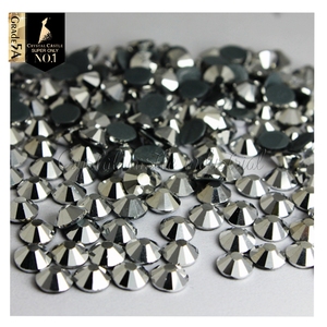 Strass thermocollant Crystal Castle 5A de qualité supérieure, en verre, noir jet, hématite, pierres de cristal labrador, strass argenté pour chaussures - Product Image 1
