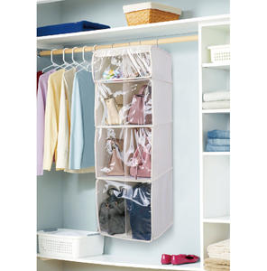 Sac de rangement suspendu en tissu multi-couches transparent, entièrement fermé, anti-poussière, avec crochets, capacité 35L pour placard - Vente en gros - Product Image 4