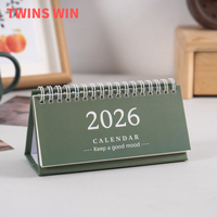 Calendrier de bureau miniature simple 2026, papeterie kawaii, calendrier de bureau avec horloge pour cadeaux d'affaires, personnalisable