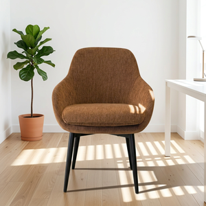 Silla de Comedor Acolchada de Lujo Moderna LOTUS con Reposabrazos, Asiento de Espuma Suave, Patas de Metal Negro, Adecuada para Uso en Restaurantes y Hoteles - Product Image 1
