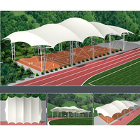 Structure Tensile en Membrane Architecturale Durable pour Toiture Extérieure Imperméable en PVDF PTFE, Idéale pour Écoles, Gymnases et Parcs