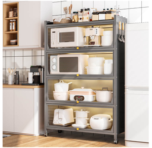 Estantes de almacenamiento giratorios para cocina, organizador extraíble de varias capas, ruedas rodantes con cartón de Metal de 5 niveles - Product Image 3