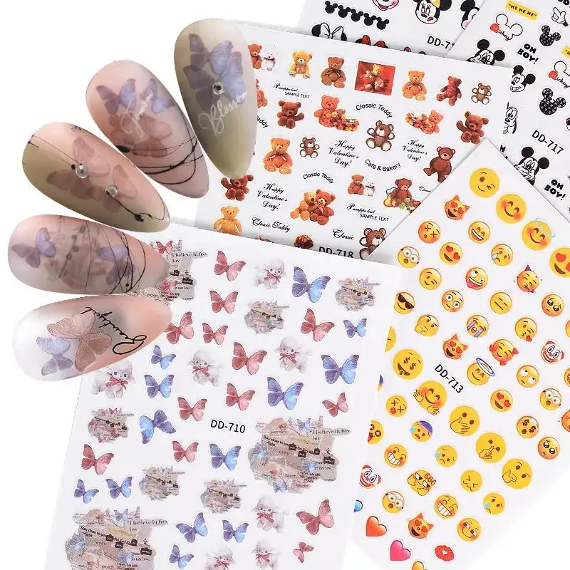 Wholesale Fashion Nail Art Supplies Adhesive Cartoon Figure Nail Art Stickers And Decals For Nail Salon