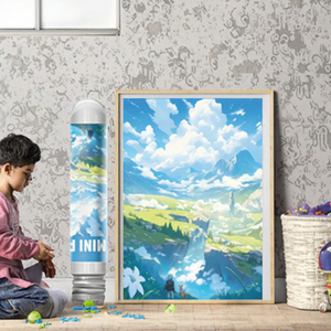 Mini puzzle créatif en papier cartonné bleu de 150 pièces, paysage de dessin animé, jouet éducatif en couleur pour enfants de 2 à 4 ans et adultes - Product Image 3