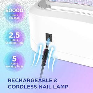 Lampe à ongles sans fil, lampe UV rechargeable 120W pour ongles en gel, lampe à ongles LED avec 4 modes de minuterie, lumière pour ongles en gel - Product Image 6