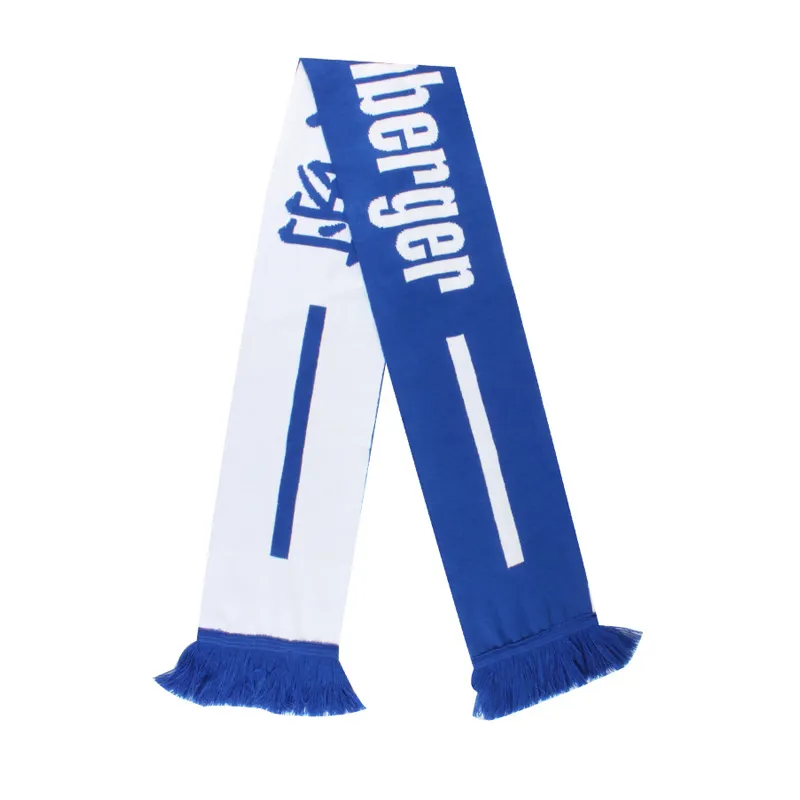 Embroidered Souvenir Club Hand Waving Woven Sports Soccer Team Fan Football Game Scarf Custom Logo Knit Bar Scarf For Promotion