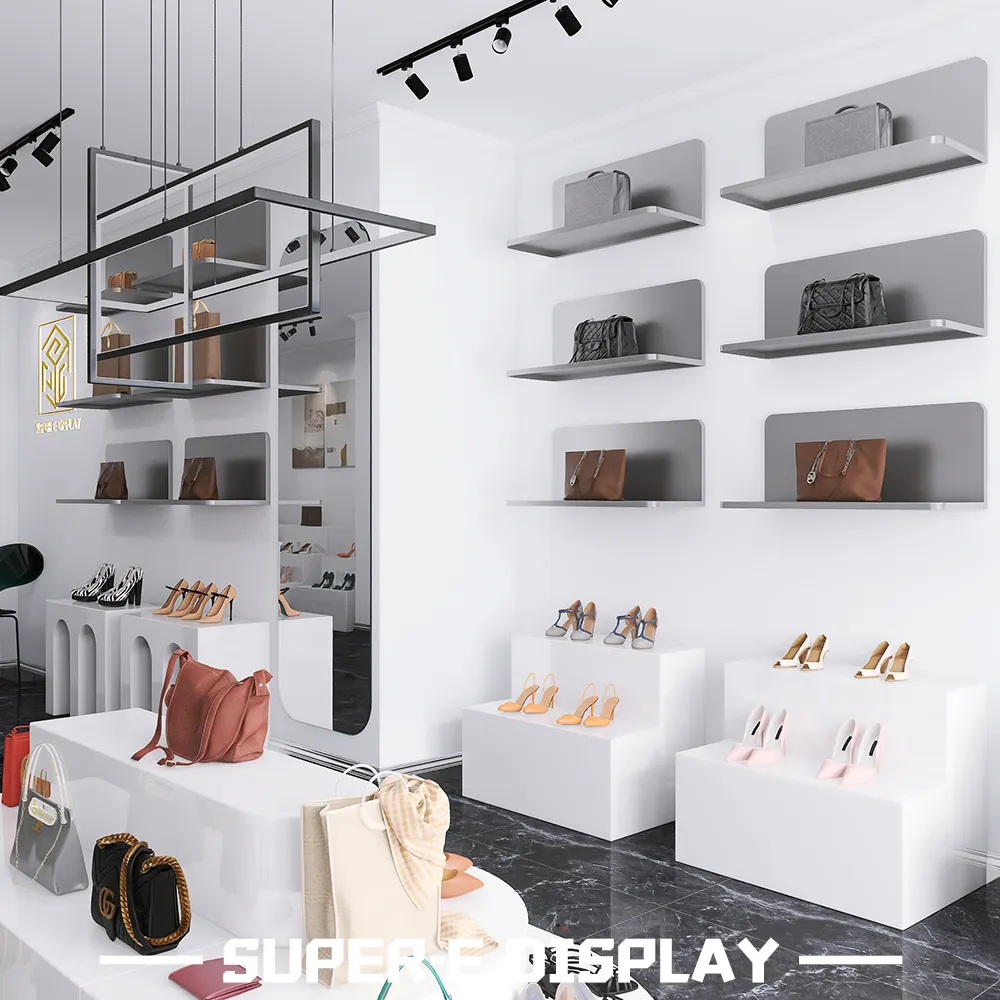 Design de interiores moderno sapataria decoração ideias sapataria mobiliário decoração ideias exclusivo Shoes Display Gondola Wall Shelf