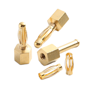 Tıbbi konektör için taç Insert dişi terminali ile 4mm altın kaplama kaynak terminali pirinç pim - Product Image 6