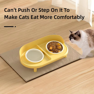 Nouvelles gamelles doubles anti-renversement modernes pour animaux de compagnie, surélevées, anti-fuite, écologiques, pour petits animaux (chats et chiens), avec abreuvoir inclus - Product Image 2
