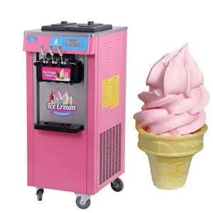 Mesin es krim lembut pelangi otomatis tiga rasa
