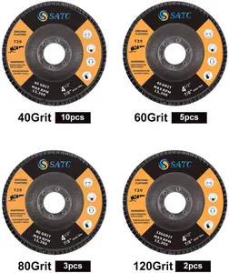 SATC 4,5 "x 7/8" T29 amoladora de ángulo de lijado solapa discos 40/60/80/120 Grit con MPA