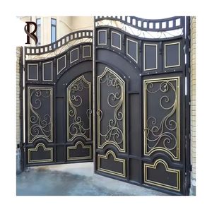 Puertas de aluminio de estilo francés en ascenso, puerta de Villa de aluminio, puertas de jardín <span class=keywords><strong>el</strong></span>éctricas, diseño de parrilla, puerta corredera de patio de aluminio - Product Image 3