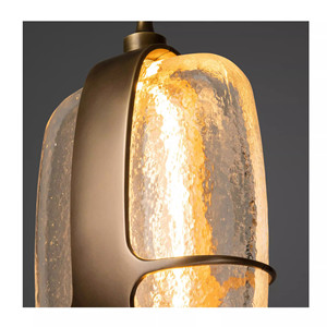 Lustre ovale LED design italien en verre ondulé à tête unique pour hôtels et maisons d'hôtes - Product Image 3